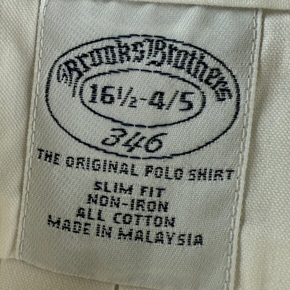 Brooks Brothers 16.5 4/5 Non-Iron Button-Down White Cotton Slim Shirt Mens Adult - Picture 10 of 16